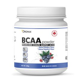 [ORONIA] BCAA Powder 500g_Essential Amino Acids, BCAAs, 100% Vegan, Pre-Workout, Post-Workout_Made in Canada